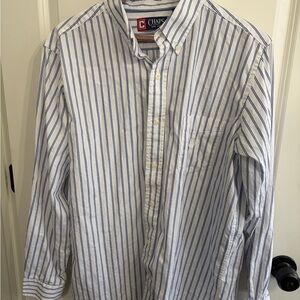 Excellent condition Chaps size L Men's White and Blue Striped Button Down Shirt